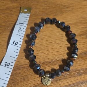 Erimish Black Beaded Bracelet with Gold Charm